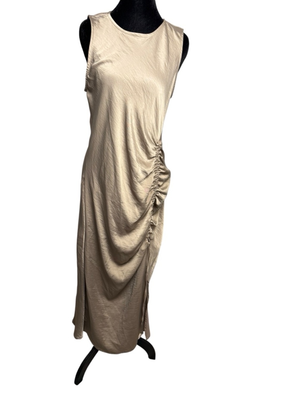 House of Harlow 1960 Champagne Ruched Formal Gala Maxi Dress - Large - Picture 3 of 11